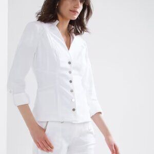 NWT WHITE HOUSE BLACK MARKET Pret Fitted Blazer White sz 8